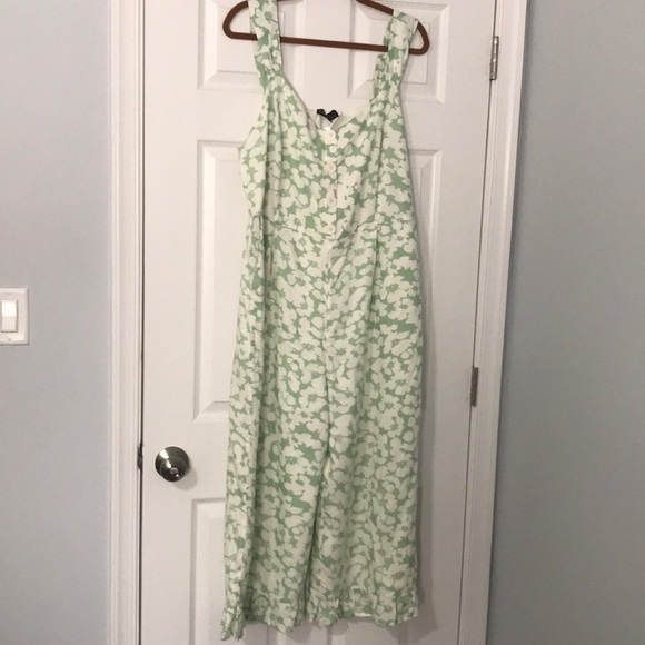 NWT Eloquii Green and White Floral Jumpsuit - Picture 1 of 7